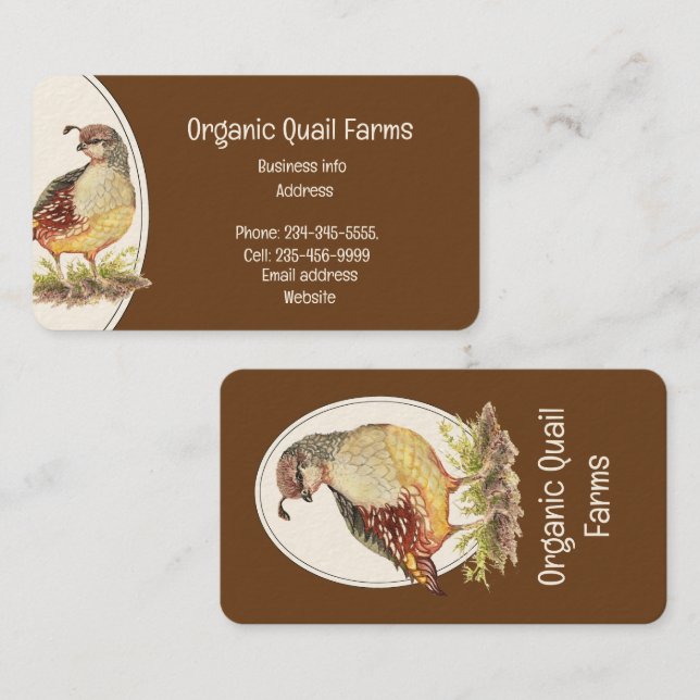 Custom Organic Quail Bird Eggs Farm  Animal  Business Card (Front/Back)