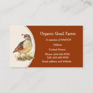 Custom Organic Quail Farm, Animal Business Card