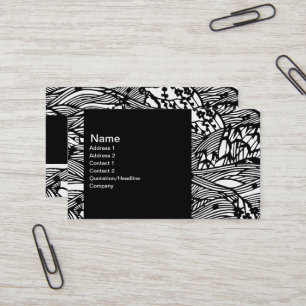 Custom Oriental Black and White Lined Pattern Business Card