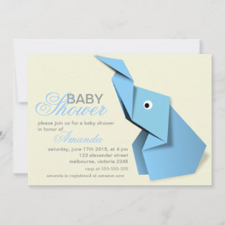 Custom origami elephant baby shower invitation