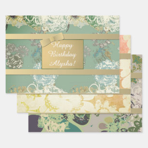 Custom Original Art Floral Wrapping Wrapping Paper Sheet