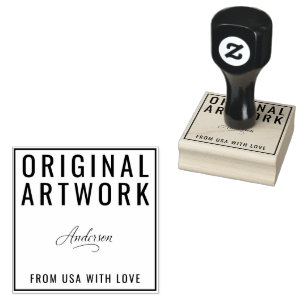 Custom Original Artwork Text Signature Wood Art Rubber Stamp