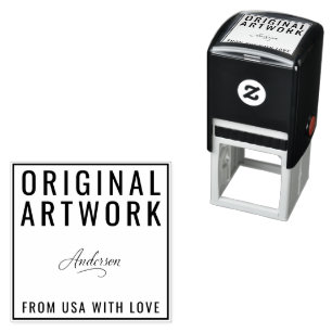 Custom Original Artwork Text Signature Wood Art Self-inking Stamp