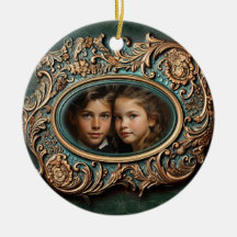 Custom, Ornate, Family Photo Christmas Ornament