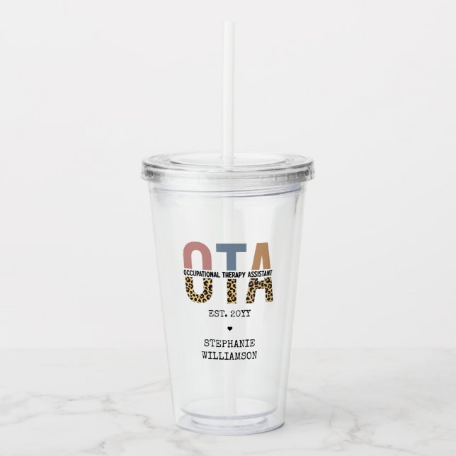 Custom OTA Occupational Therapy Assistant Gifts Acrylic Tumbler (Front)