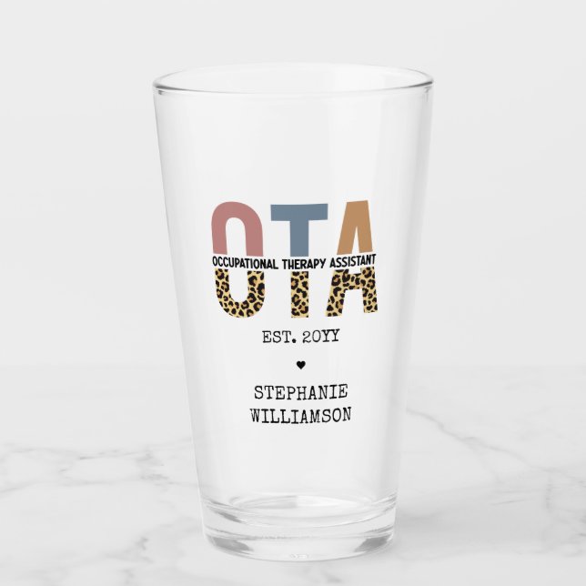 Custom OTA Occupational Therapy Assistant Gifts Glass (Front)