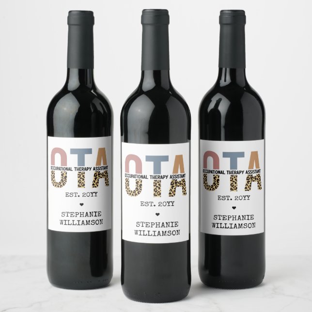 Custom OTA Occupational Therapy Assistant Gifts Wine Label (Bottles)