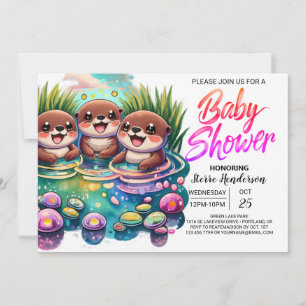 Custom Otter Cute Baby Shower Invitation