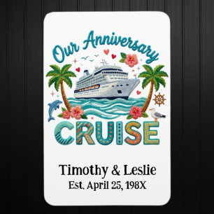 Custom Our Anniversary Faux Embroidery Cruise Door Magnet