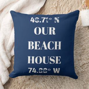 Custom Our Beach House Coordinates Cushion