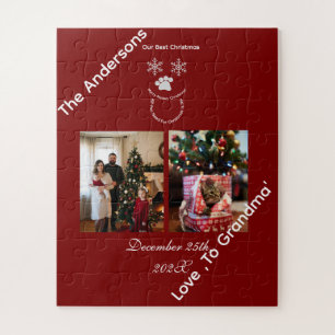 Custom Our Best Christmas ,Cat And Owner Photo Jigsaw Puzzle