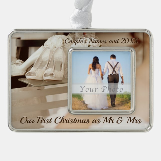 Custom Our First Christmas as Mr and Mrs Ornament (Front)