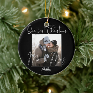 Custom   Our First Christmas as Mr & Mrs Ceramic Tree Decoration