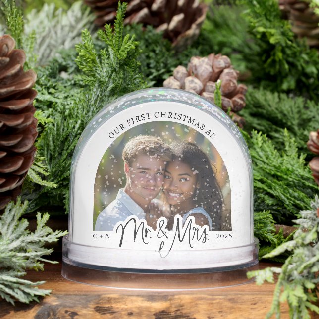 Custom Our First Christmas As Mr. & Mrs.  Snowglobe (Winter)