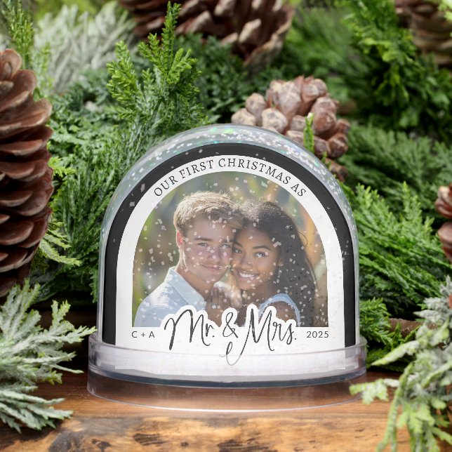 Custom Our First Christmas As Mr. & Mrs.  Snowglobe (Winter)