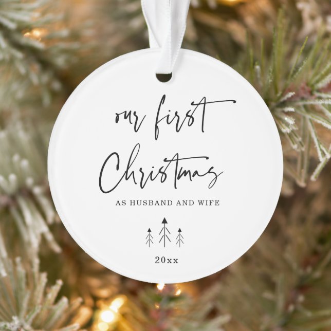 Custom Our First Christmas as Newlyweds Photo Year Ornament (Tree)