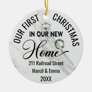 Custom Our First Christmas In Our New Home 2021 Ceramic Tree Decoration
