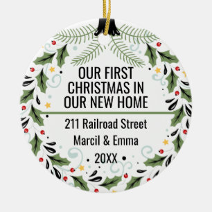 Custom Our First Christmas In Our New Home 2021 Ceramic Tree Decoration
