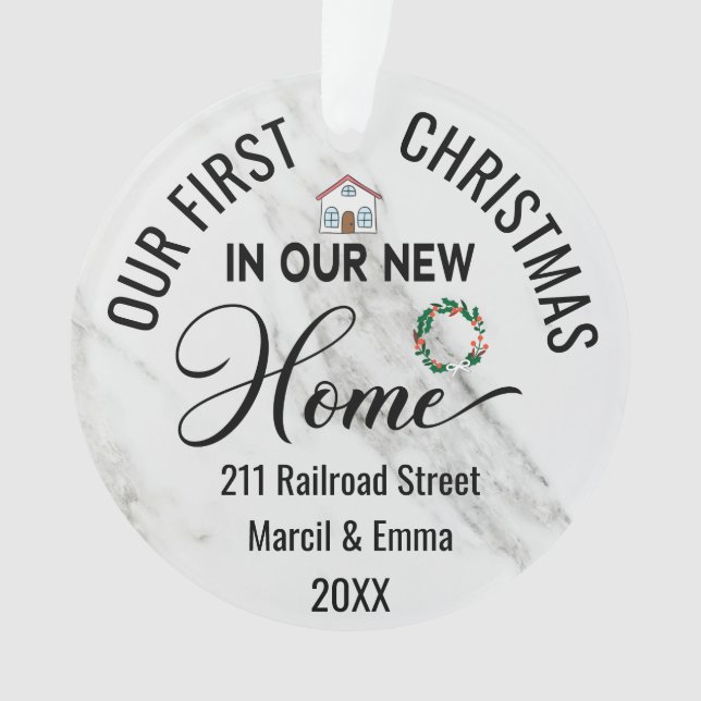 Custom Our First Christmas In Our New Home 2023 Ornament (Front)
