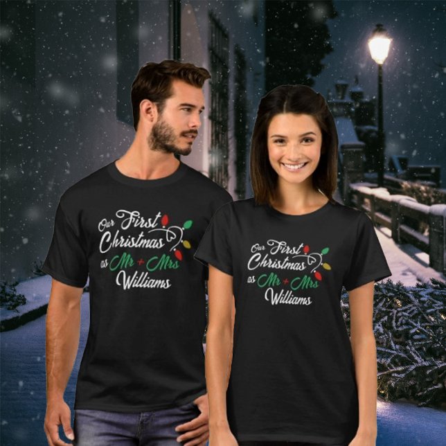 Custom Our First Christmas (with family name) T-Sh T-Shirt (Creator Uploaded)