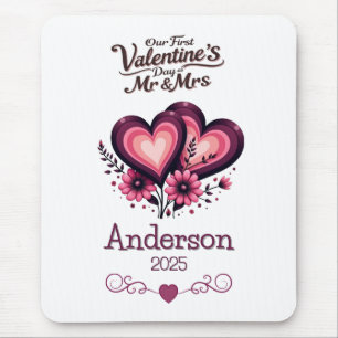 Custom Our First Valentines Day Mr & Mrs Mouse Mat