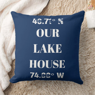 Custom Our Lake House Coordinates Cushion