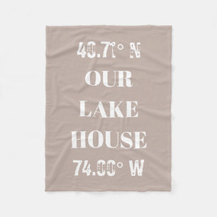 Custom Our Lake House Coordinates  Fleece Blanket