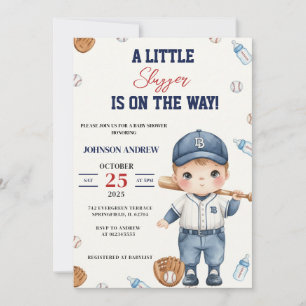 Custom Our Little Slugger Baseball Baby Shower Invitation