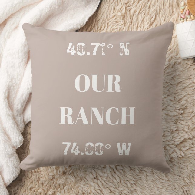 Custom Our Ranch Coordinates Throw Pillow (Blanket)