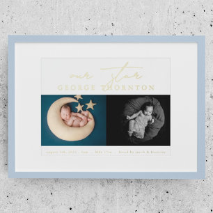 CUSTOM Our Star   New BaBy TWO PHOTO GOLD Foil Prints