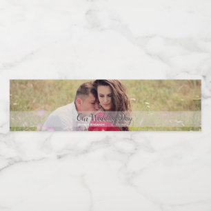 Custom Our Wedding Day Photo Water Bottle Label