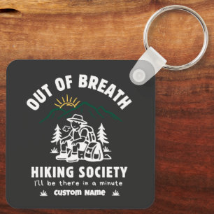 Custom Out of Breath Hiking Society Funny Retro Key Ring