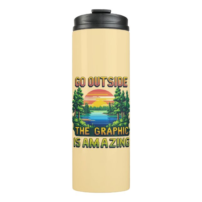 Custom Outdoor Nature Scene Pixel Art Graphic  Thermal Tumbler (Front)