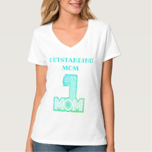 Custom OUTSTANDING MOM Simple Modern Woman V-neck T-Shirt