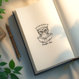 Custom Owl Bookplate Rubber Stamp
