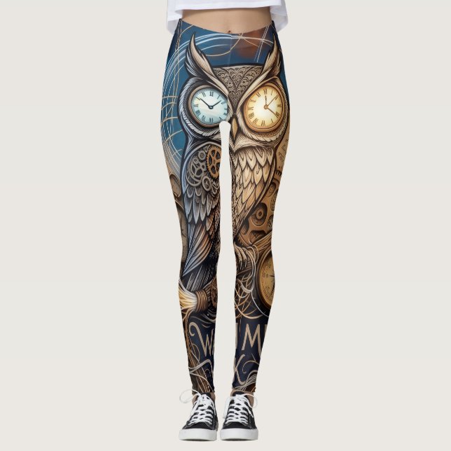 Custom Owl Designed Leggings (Front)