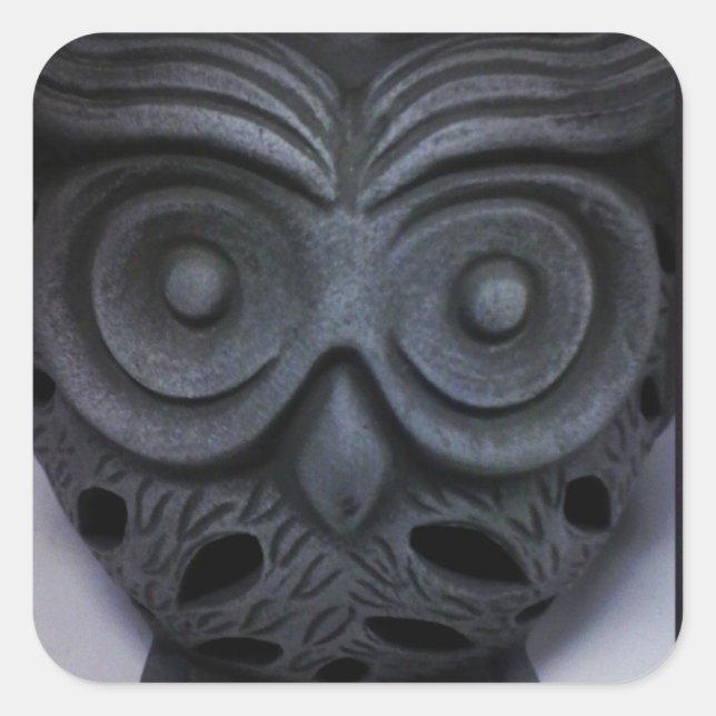 Custom Owl Statue Large Square Stickers (Front)