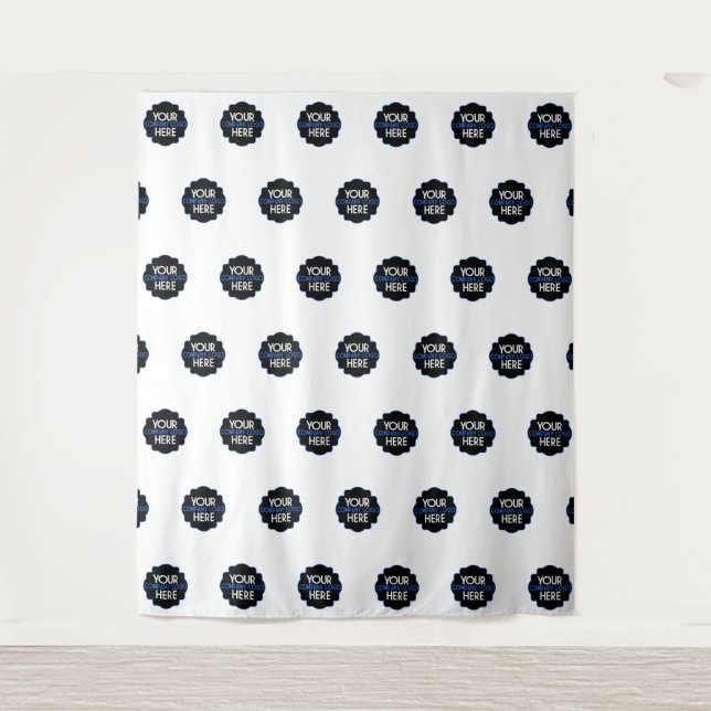 Custom Own Business Logo Step and Repeat Backdrop Tapestry (Front)