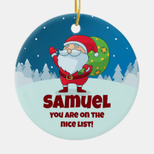 CUSTOM Own Message Funny Christmas Nice List Ceramic Tree Decoration