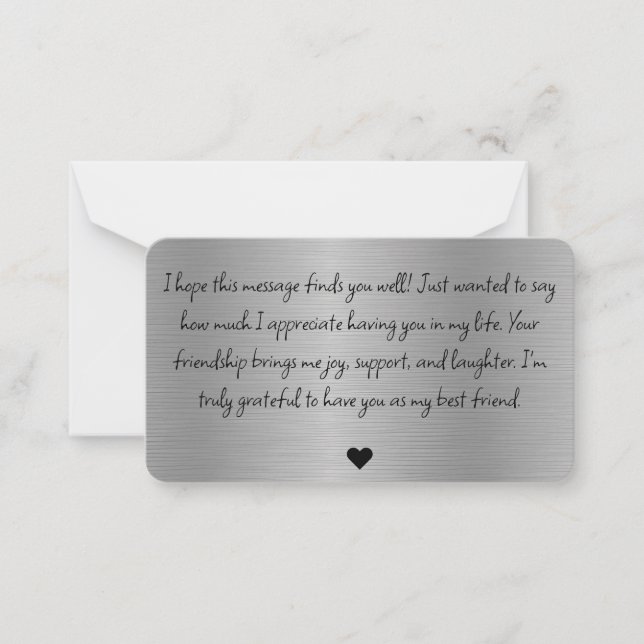 Custom Own Message Stylish Brushed Metal Card (Front)