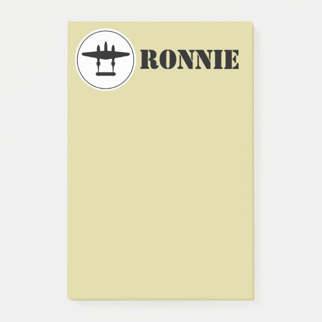 Custom P-38 Lightning Post-It Notes in USAAF Tan (Front)
