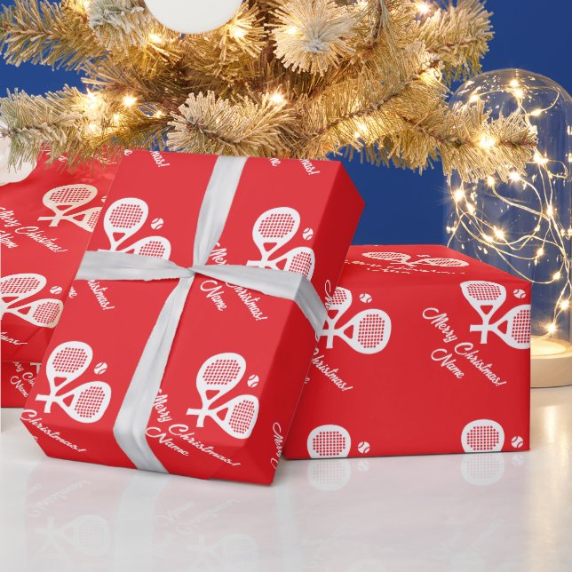 Custom padel sport Christmas wrapping paper (Holidays)
