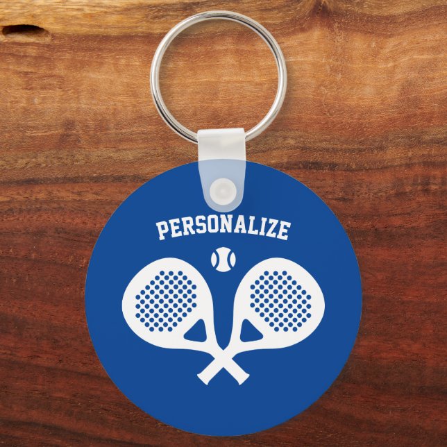 Custom padel tennis sport racket metal keychain (Front)