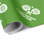 Custom padel tennis wrapping paper for him or her<br><div class="desc">Custom padel tennis wrapping paper for him or her. Great for Christmas Holidays,  Birthday party and more. Crossed rackets and ball design with green or other colour background. Sports theme giftwrap for kids and adults. Personalised wrapping paper rolls for presents.</div>