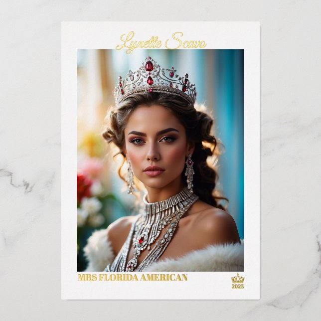 Custom Pageant Autograph Cards | Elegant Foil (Front)