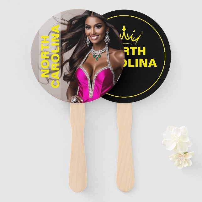 Custom Pageant Paddle Fans - Crown Design (Front and Back)