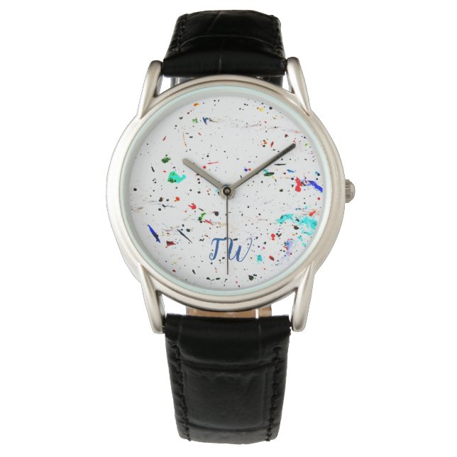 Custom Paint Splashes Spotty Initialled Watch (Front)