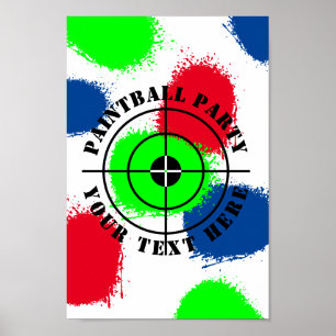 Custom paintball Birthday party paint splatter Poster
