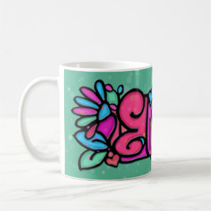 Custom painted mug ELIZABETH soft green