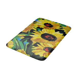 Custom Painted Sunflowers Bath Mat